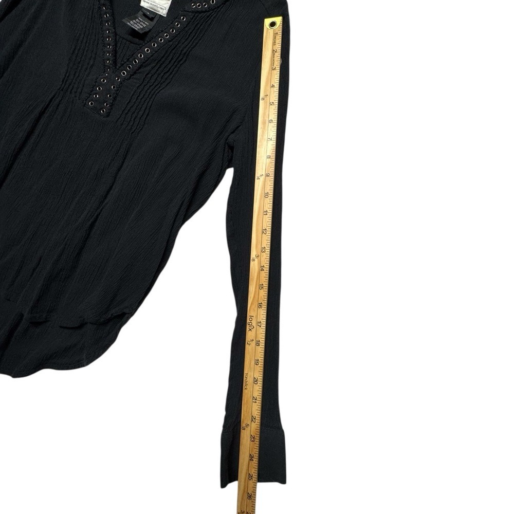 Harley Davidson Grommet Neckline Shirt Crepe Long Sleeve Womens Large Black - Picture 7 of 12